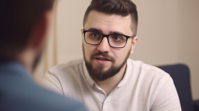 Young man practicing speech therapy