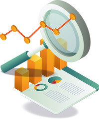 A magnifying glass on top of graph paper