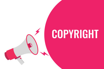 copyright button, banner, label, template for website. copyright text with colorful megaphone icon
