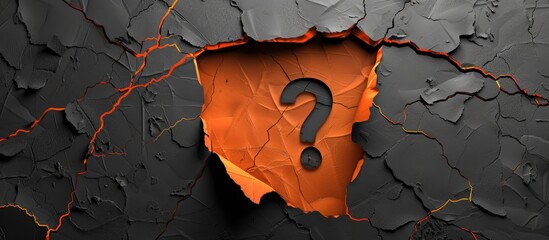 Copy space image showing a conceptual keyword research symbol on torn orange paper against a black background