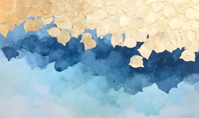 Obraz premium Landscape painting, abstract leaves, Generative AI