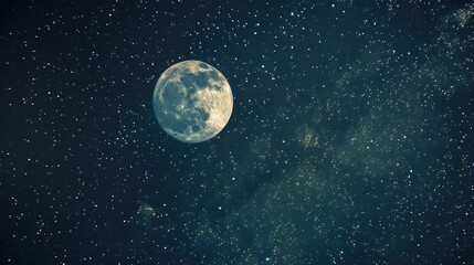 Mesmerizing Night Sky with Full Moon and Starry Background