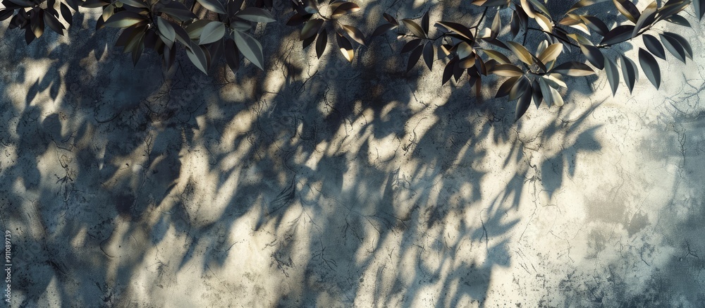 Poster different textured backgrounds with shadows from trees under sunlight create an appealing copy space