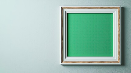 Isolated on white background Illustration style of a luxurious ornate gold frame on a wall with a green screen inside, more clarity with clear light and sharp focus, super detailed