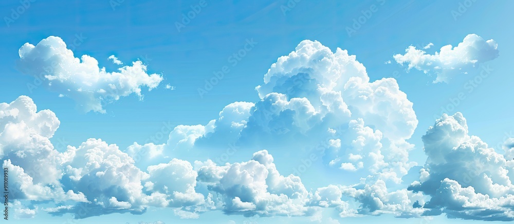 Canvas Prints Blue sky with fluffy white clouds creating a sunny and cloudy sky texture background featuring sunny cumulus clouds in a clear blue sky with ample copy space image