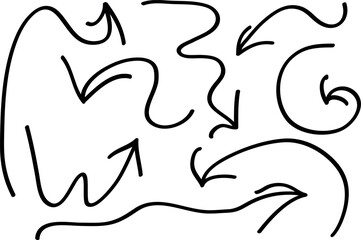 Vector collection of black colored arrows drawn with paint