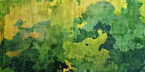 Fototapeta premium Green and Beige Camo Texture, Vintage Camouflage Background