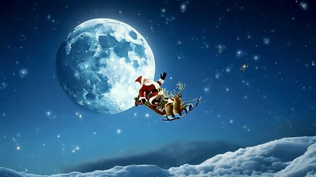 Santa flying in sky 