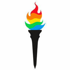Rainbow ink wash Olympic Flag Torch vector illustration