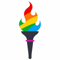 Rainbow ink wash Olympic Flag Torch vector illustration