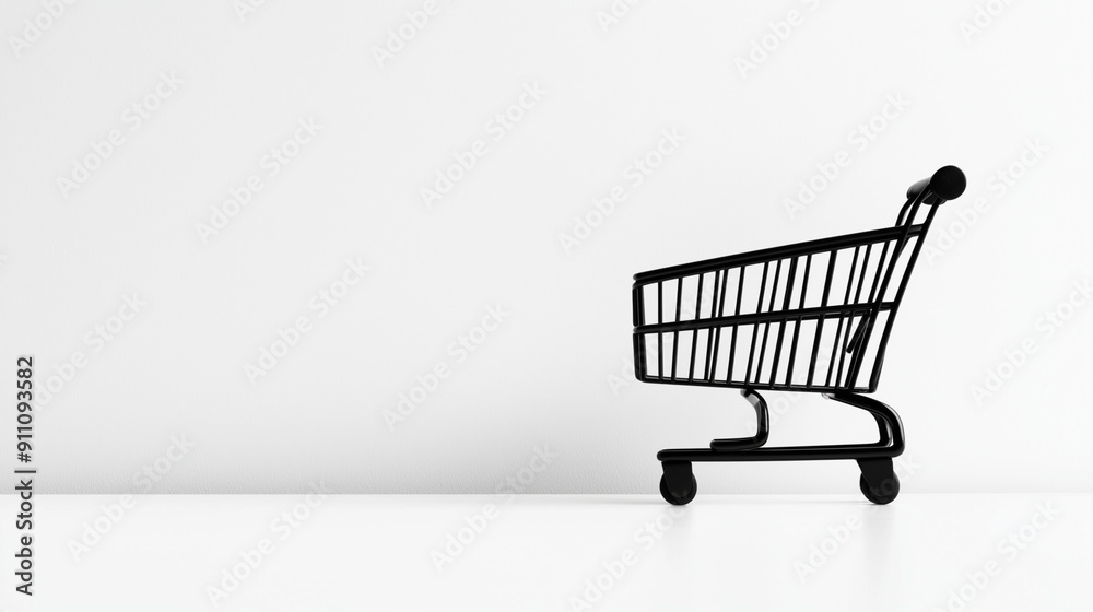 Wall mural shopping cart with clipping path