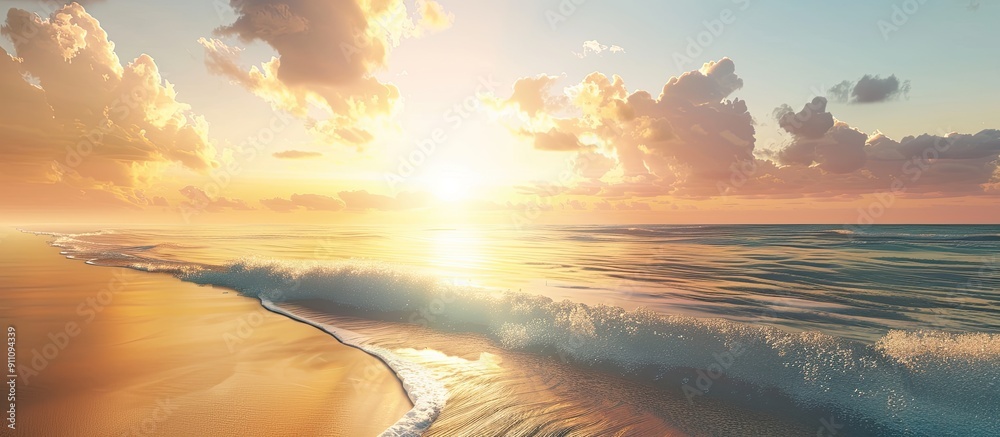 Canvas Prints Beautiful sunrise at a summer beach with a stunning view ideal for use as a copy space image