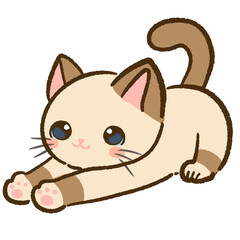 Hand drawn doodle illustration kawaii cute cat. Pet cartoon character. Kitten Collection of design elements.