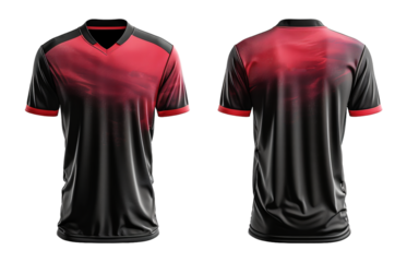 sports jersey uniform template with red and black pattern, generated ai