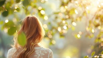 Fototapeta premium A woman meditating in a peaceful setting, surrounded by nature, emphasizing the benefits of meditation for mental clarity and emotional well being.