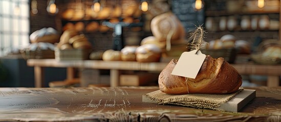 Obraz premium Mockup of a bakery price tag with editable design on a high quality JPG copy space image