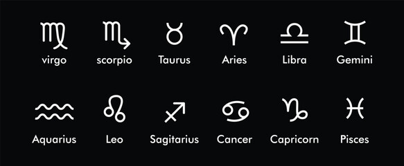 set of zodiac signs vector stock