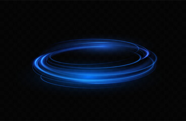 Blue neon ring. Glowing circle. Glow effect. Round light frame. abstract light lines of movement and speedAbstract light lines of movement and speed. light blue ellipse.