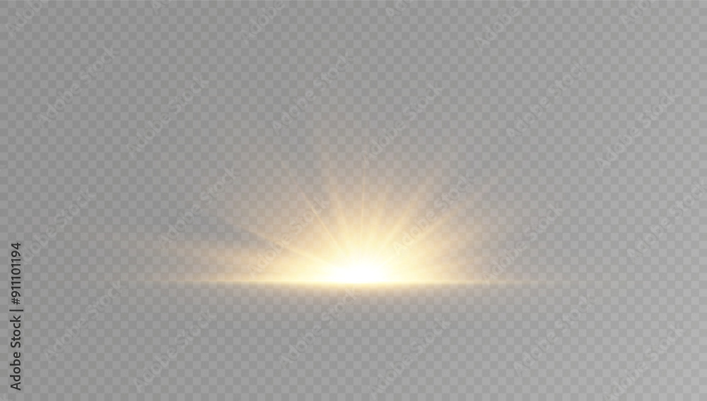 Poster glowing light explodes on a transparent background. with ray. transparent shining sun, bright flash.