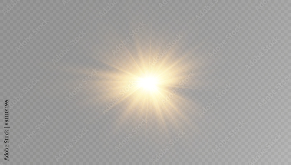 Poster glowing light explodes on a transparent background. with ray. transparent shining sun, bright flash.