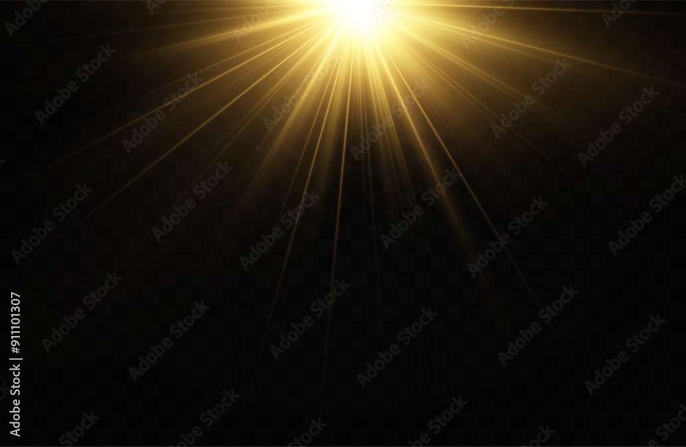 Poster glowing light explodes on a transparent background. with ray. transparent shining sun, bright flash.