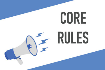 core rules button, banner, label, template for website. core rules text with colorful megaphone icon
