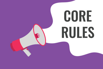 core rules button, banner, label, template for website. core rules text with colorful megaphone icon
