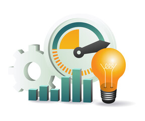 A visual representation featuring a light bulb and a graph, illustrating the connection between innovation and data insights