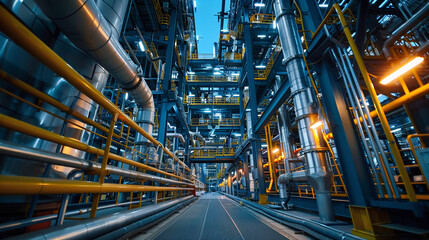 An intricate network of industrial pipes on site.