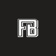letter fb simple stripes outline logo vector