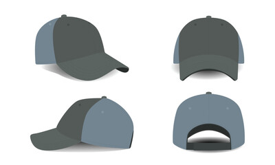 Modern hat template multi-sided view, vector illustration