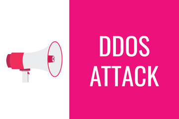 ddos attack button, banner, label, template for website. ddos attack text with colorful megaphone icon
