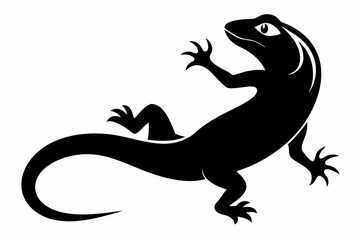 Lizard black Silhouette vector isolated on white background
