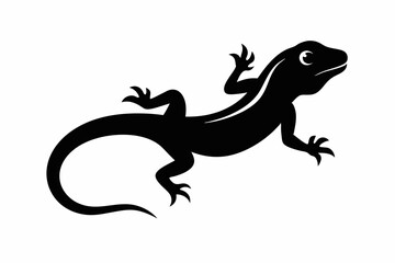Lizard black Silhouette vector isolated on white background
