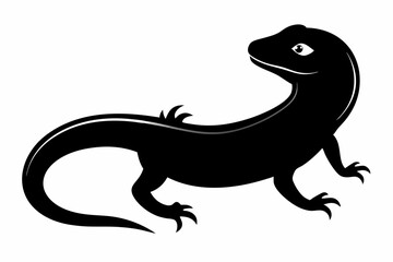 Lizard black Silhouette vector isolated on white background
