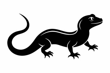 Lizard black Silhouette vector isolated on white background
