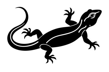 Lizard black Silhouette vector isolated on white background
