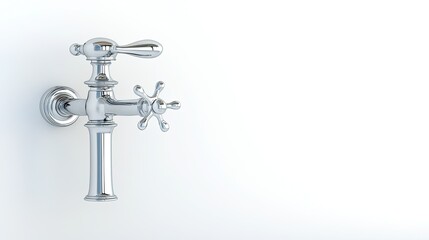 Classic Chrome Faucet With Detailed Handle Design Installed on White Background