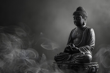 Buddha meditating with the Breath Technique