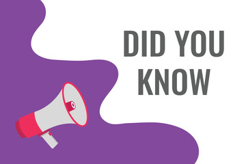 did you know button, banner, label, template for website. did you know text with colorful megaphone icon
