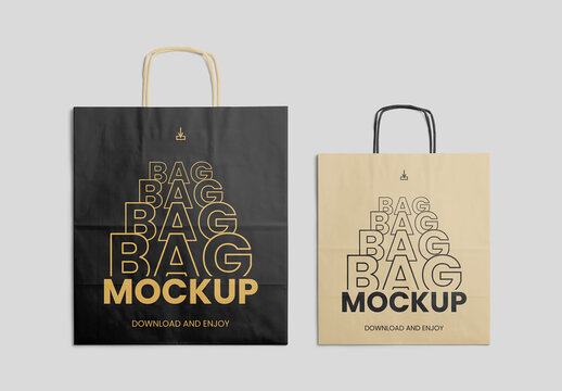 Big and Small Paper Bag Mockup