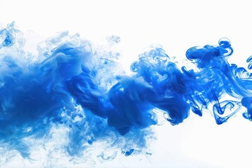 Fototapeta premium dramatic blue smoke explosion frozen in time against a stark white background creating an ethereal and mesmerizing visual effect with billowing tendrils