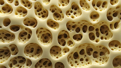 Fototapeta premium 3D Bone Structure Sponge Medical background pattern tissue close up. Generative AI