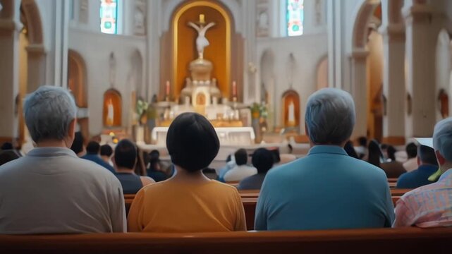 a church service on Easter Sunday, with the congregation singing hymns and celebrating the resurrection of Jesus