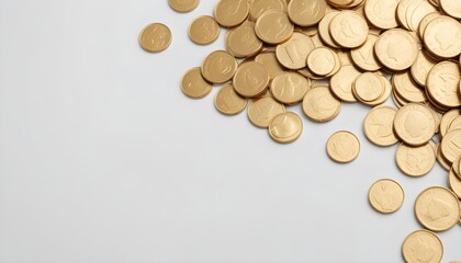A gold coins lying flat on a white surface