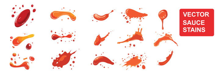 vector collection of hot sauce stains isolated on white background