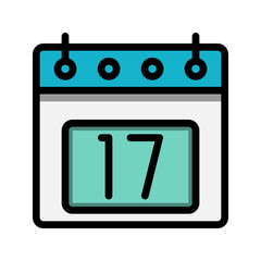 Calendar 17st date color linear icon. time, event, schedule and business symbols icons. Suitable for websites, UI, interfaces and mobile applications.