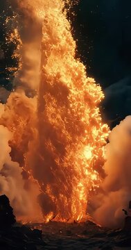 Fiery explosion in the sky. 3D illustration. Fantasy.