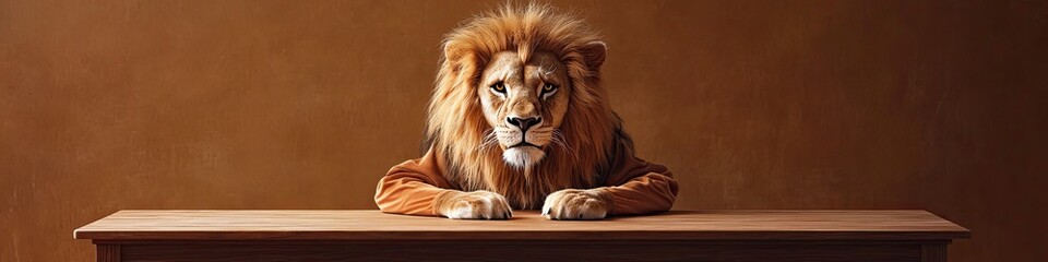 a lion in a robe. Selective focus