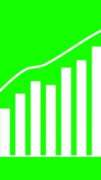 Growth graph on green screen background. Economic progress chart. Bar infographic. Statistics and data analysis. Profit concept. Analysis graph for investment, currency, money or companies